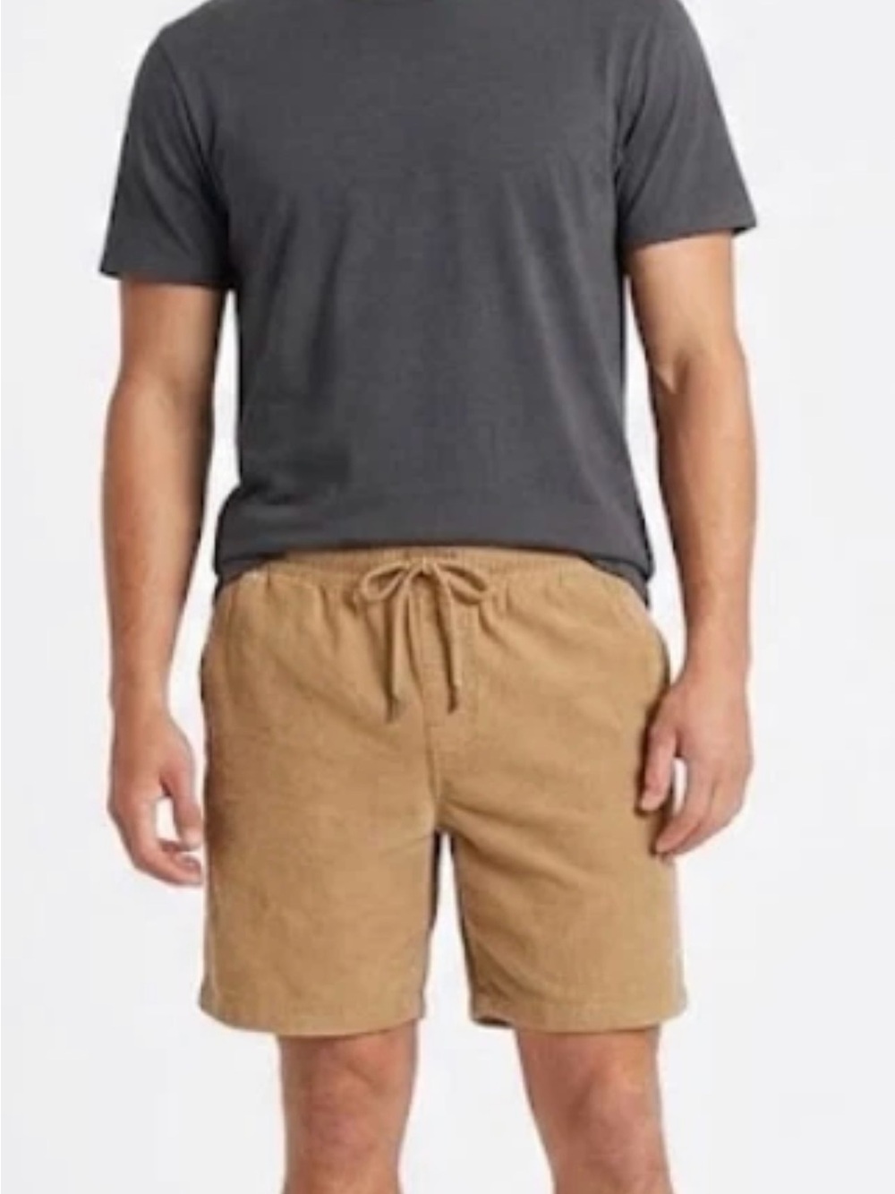 Hurley Mens Tan Corduroy 100% Cotton Shorts Elastic/Drawstring Khaki Size L